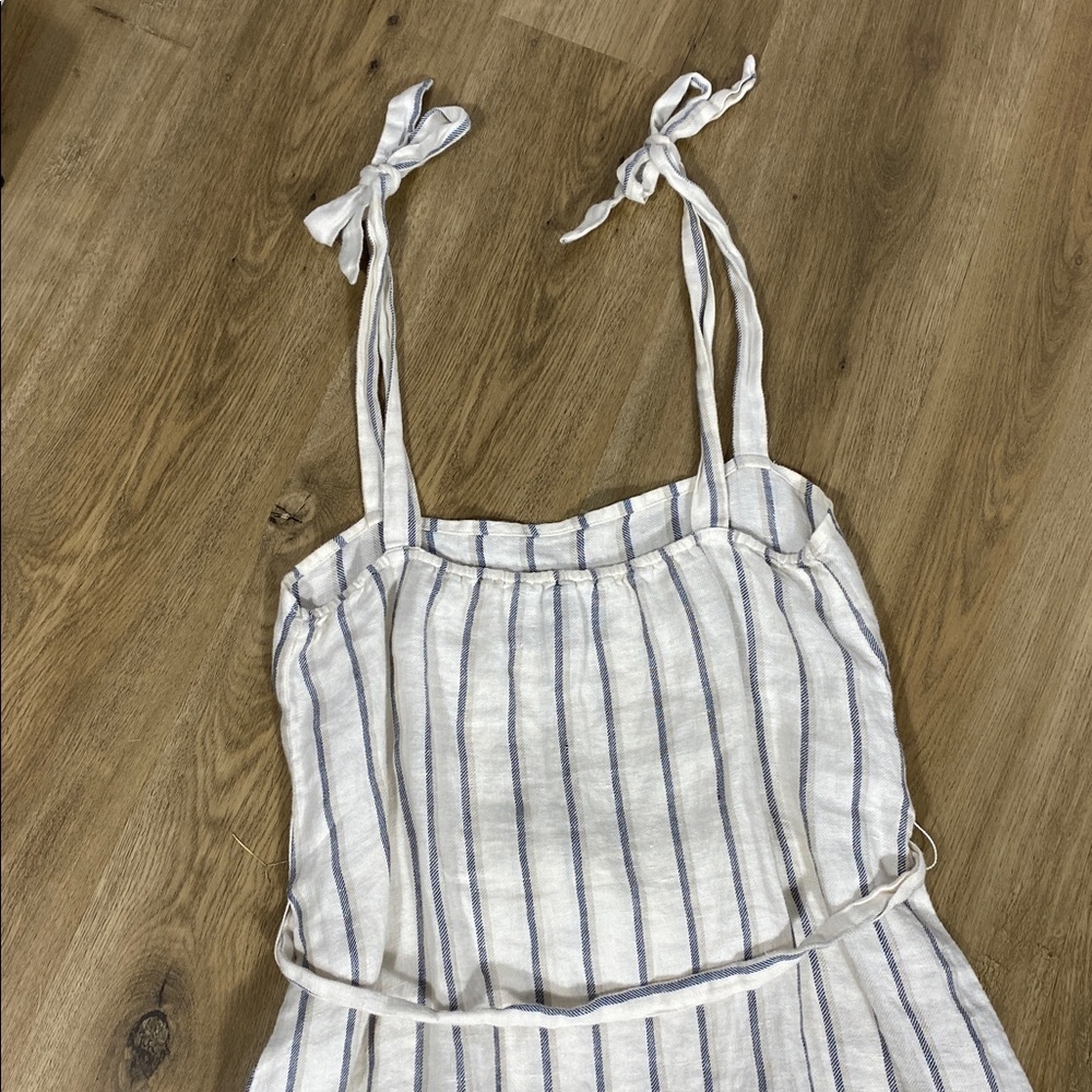Reformation Elliot dress 100% Linen Striped Midi Dress Sleeveless - Picture 8 of 16
